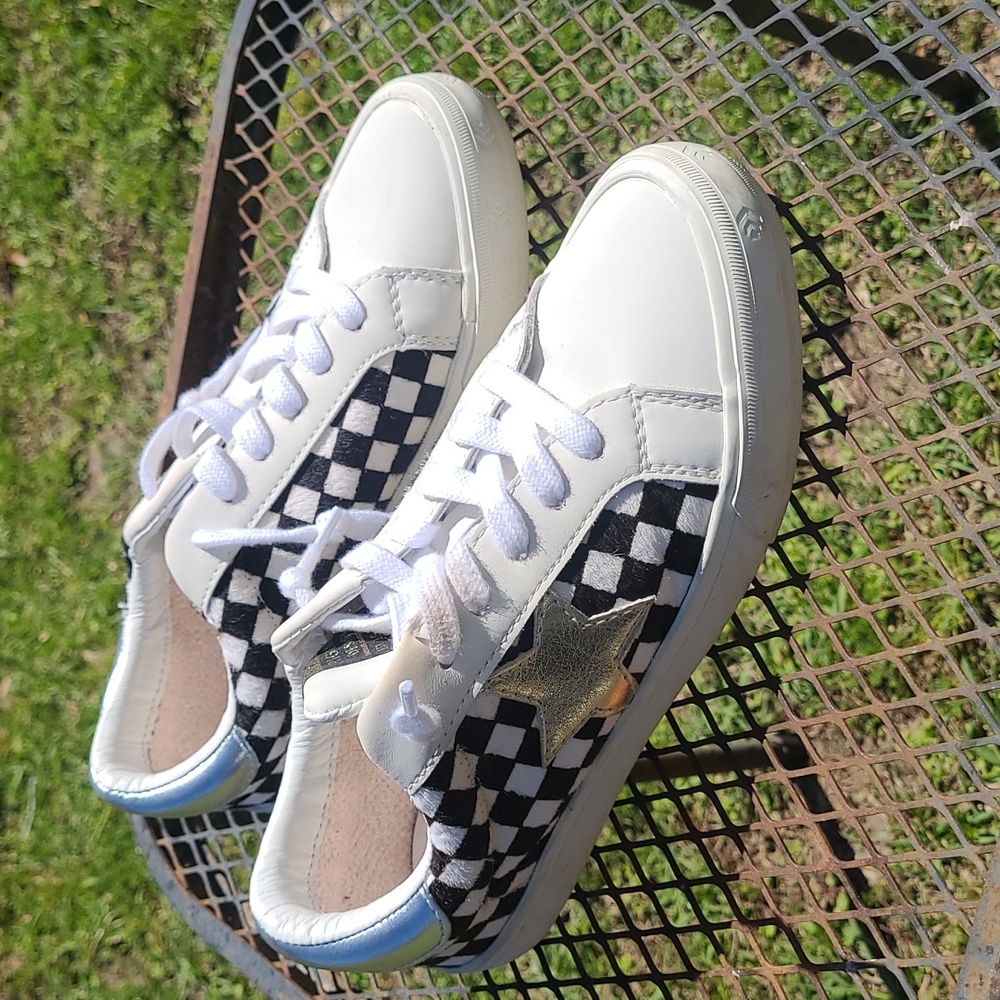 VH Original Design Sneakers White Black Checkerboard Star Lace Up Low Top Shoes